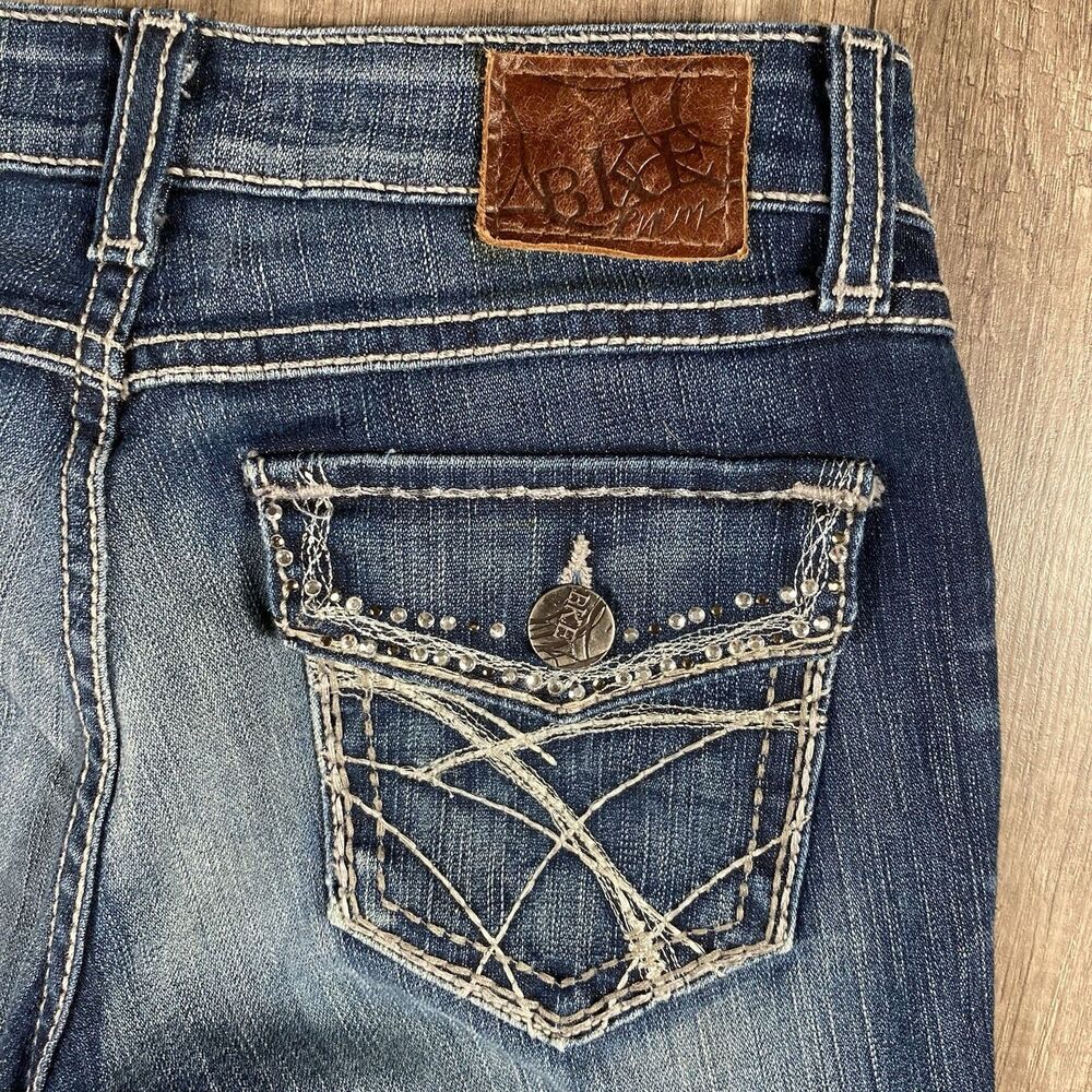 BKE Denim Sabrina 27 Boot Women Stretch Low Rise Blue Jeans Flip Pocket 28x33.5 - Picture 3 of 9